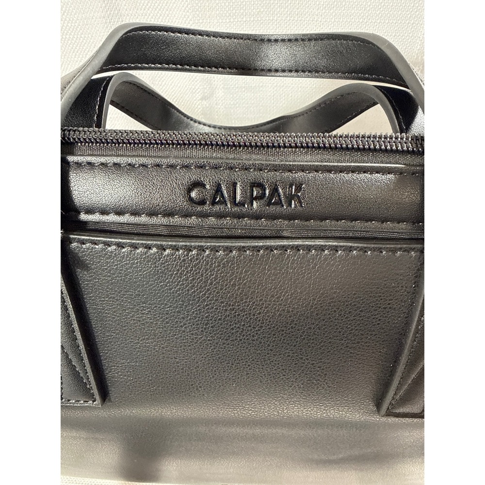 CALPAK Haven Laptop Tote Bag Black Faux Leather Work Travel Bag ATO2101 NWT - Picture 6 of 9